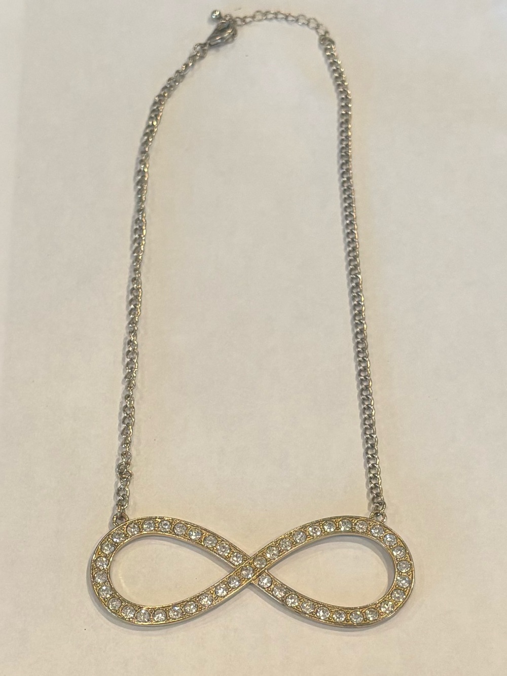 Infinity Statement  Necklace in Gold with Crystal Accents